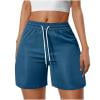 Plebaso Womens Casual Shorts Summer Drawstring Loose Shorts Solid Color Lightweight Walking Shorts for Women
