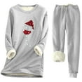 thumbnail image 1 of Plebaso Womens Christmas Pajama Sets 2 Pieces Pjs Set Plush Long Sleeve and Pants Matching Loungewear, 1 of 2