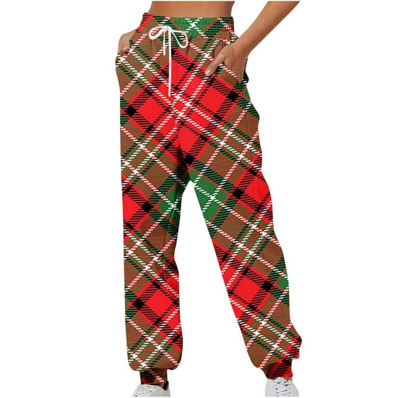 Plebaso Womens Cinch Bottom Sweatpants with Pockets Solid Color Printed High Waist Baggy Running Jogger Pants