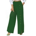 thumbnail image 1 of Plebaso Womens Cotton Linen Pants Slit High Waist Solid Color Single-Breasted Long Pants Ladies Casual Loose Trousers, 1 of 6