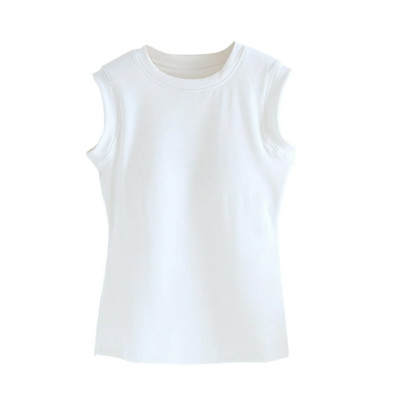 Plebaso Womens Cotton Tank Tops Built in Bra Pads Women's Sleeveless Shirts Basic Bottoms Undershirts