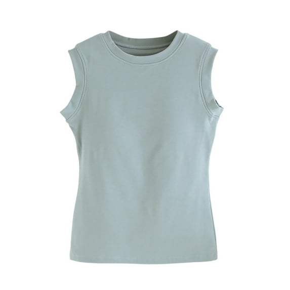 Plebaso Womens Cotton Tank Tops Built in Bra Pads Women's Sleeveless Shirts Basic Bottoms Undershirts