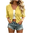 thumbnail image 1 of Plebaso Womens Cropped Cardigan 3/4 Sleeve V Neck Button down Long Sleeve Casual Cardigans for Dresses, 1 of 6