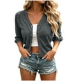 thumbnail image 1 of Plebaso Womens Cropped Cardigan 3/4 Sleeve V Neck Button down Long Sleeve Casual Cardigans for Dresses, 1 of 6