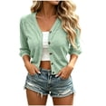 thumbnail image 1 of Plebaso Womens Cropped Cardigan 3/4 Sleeve V Neck Button down Long Sleeve Casual Cardigans for Dresses, 1 of 6