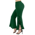 thumbnail image 1 of Plebaso Womens Dressy Pants Ruffle Hem Straight Leg Pants with Pockets Split Flowy Trousers for Women, 1 of 7