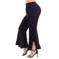 thumbnail image 1 of Plebaso Womens Dressy Pants Ruffle Hem Straight Leg Pants with Pockets Split Flowy Trousers for Women, 1 of 7