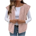 thumbnail image 1 of Plebaso Womens Fuzzy Fleece Vest Sleeveless Open Front Sherpa Jacket Comfy Lightweight Casual Outerwear, 1 of 7