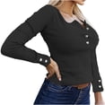 thumbnail image 1 of Plebaso Womens Going out Tops Ribbed Long Sleeve Shirts V Neck Trendy Tops Fall Winter Clothes, 1 of 9