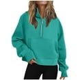 thumbnail image 1 of Plebaso Womens Half Zip Cropped Hoodies Fleece Long Sleeve Loose Pullover Tops Plain Sweatshirts with Pockets, 1 of 6