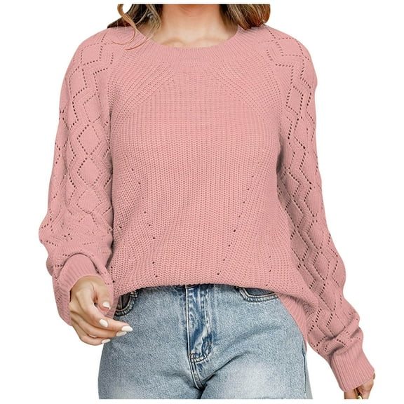 Plebaso Womens Knitted Sweater Fall Winter Long Sleeve Warm Pullover Sweater Tops for Women