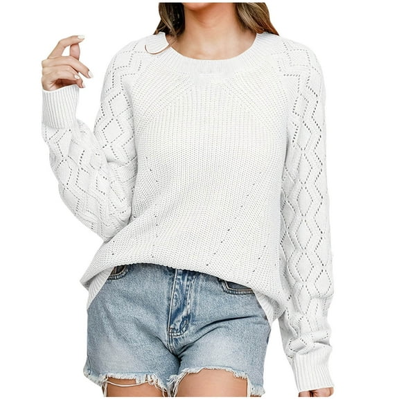 Plebaso Womens Knitted Sweater Fall Winter Long Sleeve Warm Pullover Sweater Tops for Women