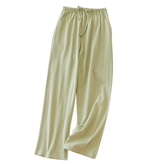 Plebaso Womens Long Sleep Pants Cotton Lounge Pants with Pockets Elastic Waist Drawstring Pajama Bottom