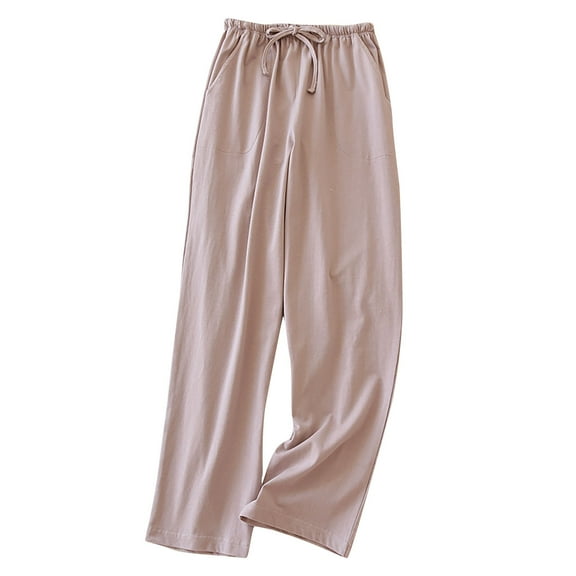 Plebaso Womens Long Sleep Pants Cotton Lounge Pants with Pockets Elastic Waist Drawstring Pajama Bottom