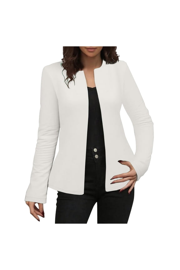 Womens Long Sleeve Cardigan Open Front Casual Jackets Solid Color Dressy Outerwear for Women