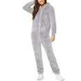 thumbnail image 1 of Plebaso Womens Long Sleeve Hooded Pajama Jumpsuit Winter Warm Plush Romper Ladies Casual Long Home Pants, 1 of 6