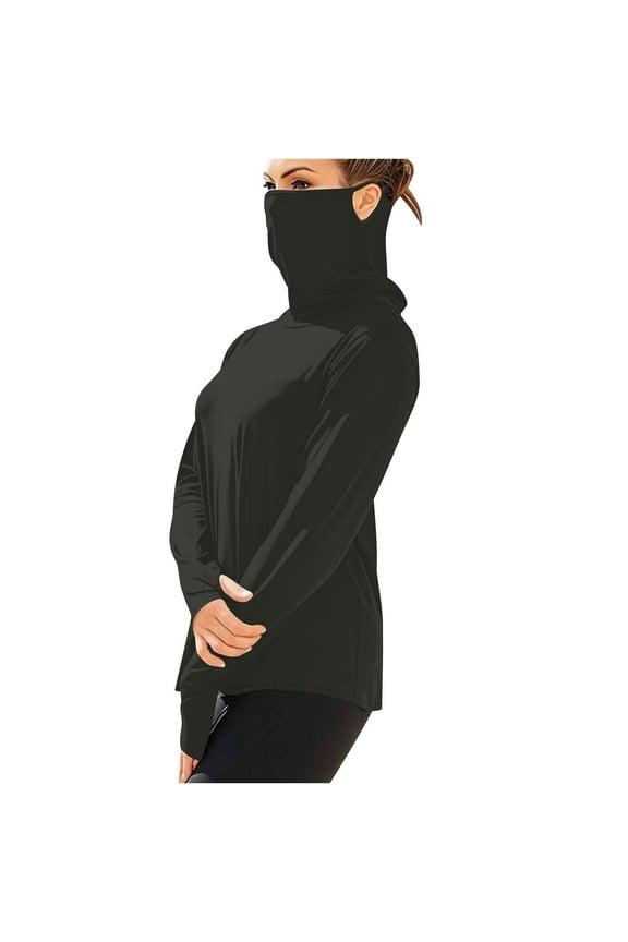 Womens Mens UPF 50+ Sun Shirts with Face Cover Long Sleeve Outdoor Pullover Sun Protection Tops