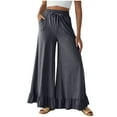 thumbnail image 1 of Plebaso Womens Palazzo Pants Ruffle Flowy Wide Leg Pants Casual Drawstring Loose Trousers with Pockets, 1 of 7