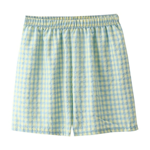 Plebaso Womens Plaid Boxer Shorts Summer Lounge Pajama Shorts Loose Lightweight Casual Shorts Streetwear