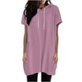 thumbnail image 1 of Plebaso Womens Short Sleeve Hoodie Tops Drawstring Hooded Tunics Summer Casual Lightweight Pullover for Women, 1 of 5