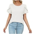 thumbnail image 1 of Plebaso Womens Short Sleeve Tunic Top with Ruffle Trim Crew Neck Casual Summer T-Shirt Women's Blouses, 1 of 4