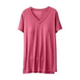 thumbnail image 1 of Plebaso Womens Soft Pajama Tops Loose V Neck Short Sleeve Shirts Causal Summer Sleep T-Shirts for Women, 1 of 4