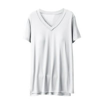 Plebaso Womens Soft Pajama Tops Loose V Neck Short Sleeve Shirts Causal Summer Sleep T-Shirts for Women