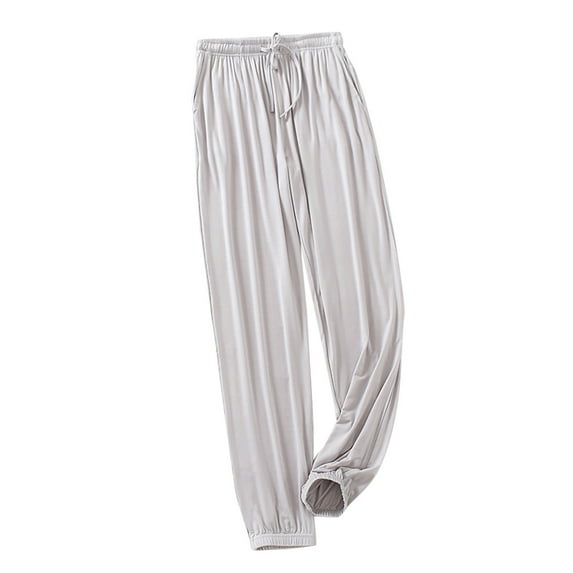 Plebaso Womens Sports Pants Loose Elastic Waist Solid Color Running Workout Pants with Pockets Ladies Casual Long Trousers