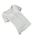 thumbnail image 1 of Plebaso Womens Striped Pajama Tops Sleepwear Womens Short Sleeve Pj Sleep Shirts with Built in Bras, 1 of 3