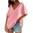 thumbnail image 1 of Plebaso Womens Summer Tops Short Sleeve V Neck Oversized T Shirts Athletic Workout Tee Shirts Activewear, 1 of 6