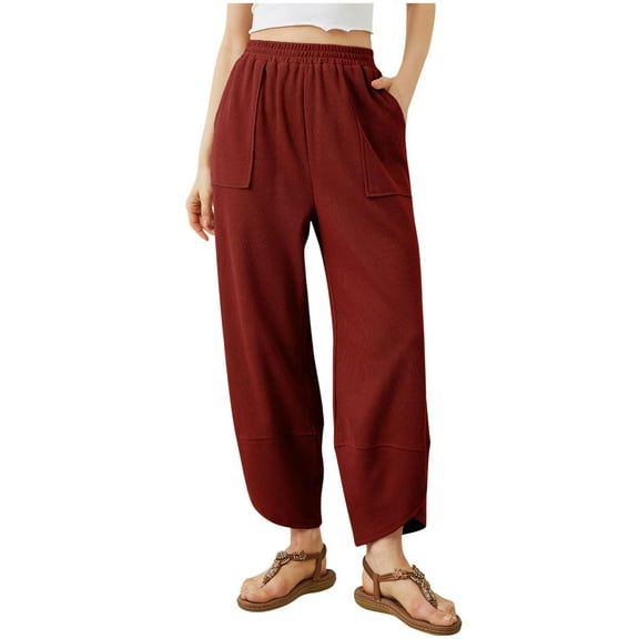 Plebaso Womens Sweatpants Open Bottom Baggy Pants with Pockets Wide Leg Elastic Waist Sweat Pants for Women