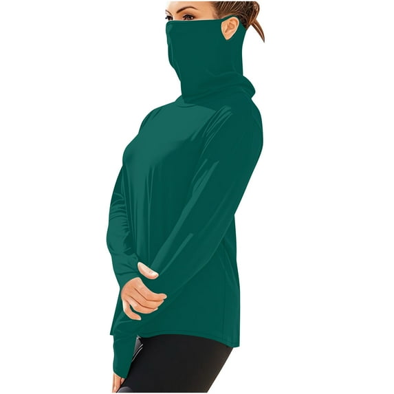 Plebaso Womens UPF 50+ Sun Shirts with Face Cover Mens Sun Protection Tops Long Sleeve Lightweight Pullover