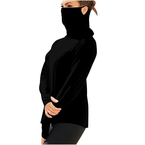 Plebaso Womens UPF 50  Sun Shirts with Face Cover Mens Sun Protection Tops Long Sleeve Lightweight Pullover