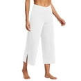 thumbnail image 1 of Plebaso Womens Yoga Capri Pants with Side Split Crossover Workout Pants Wide Leg Stretch Lounge Pants, 1 of 9