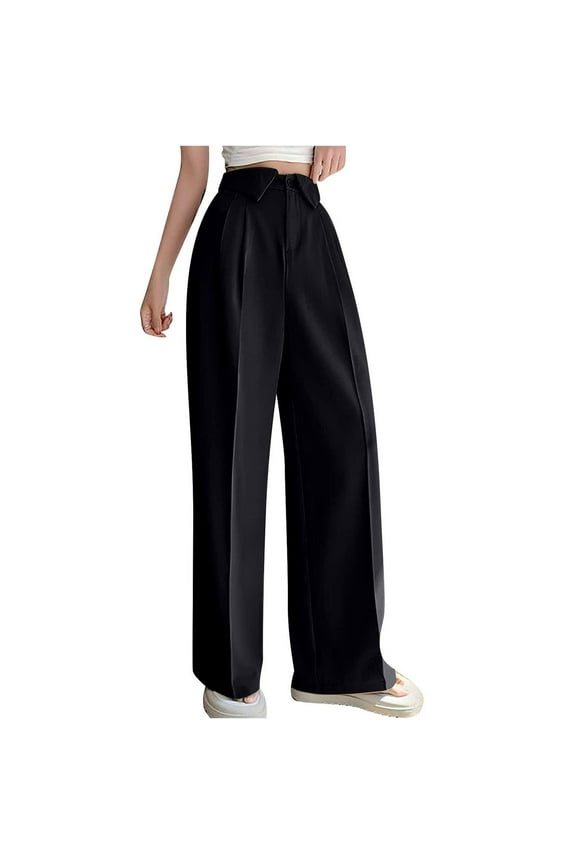 Work Pants for Women Casual Solid Color High Waist Drop Straight Leg Pants Women's Loose Business Pants