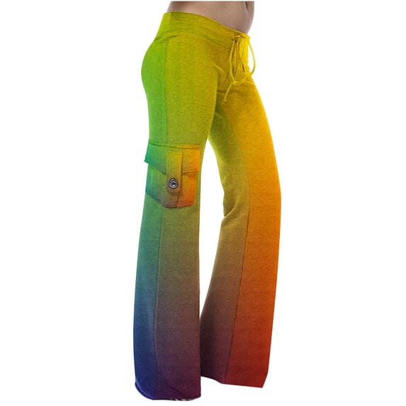Plebaso Yoga Cargo Pants for Women Casual Gradient Color High Waist Wide Leg Pants Women's Loose Workout Out Pants