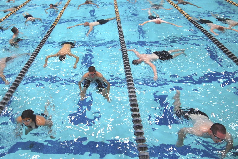Plebes in the US Naval Academy receive basic swimming and diving instruction Canvas Art - Stocktrek Images (35 x 24)