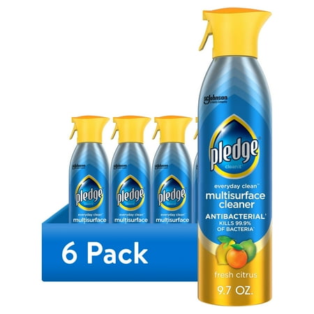 (6 pack) Pledge® Everyday Cleaner™ Multi Surface Antibacterial Cleaner, Aerosol, Fresh Citrus, 9.7 oz