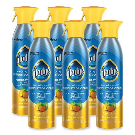 (6 pack) Pledge® Everyday Cleaner™ Multi Surface Antibacterial Cleaner, Aerosol, Fresh Citrus, 9.7 oz