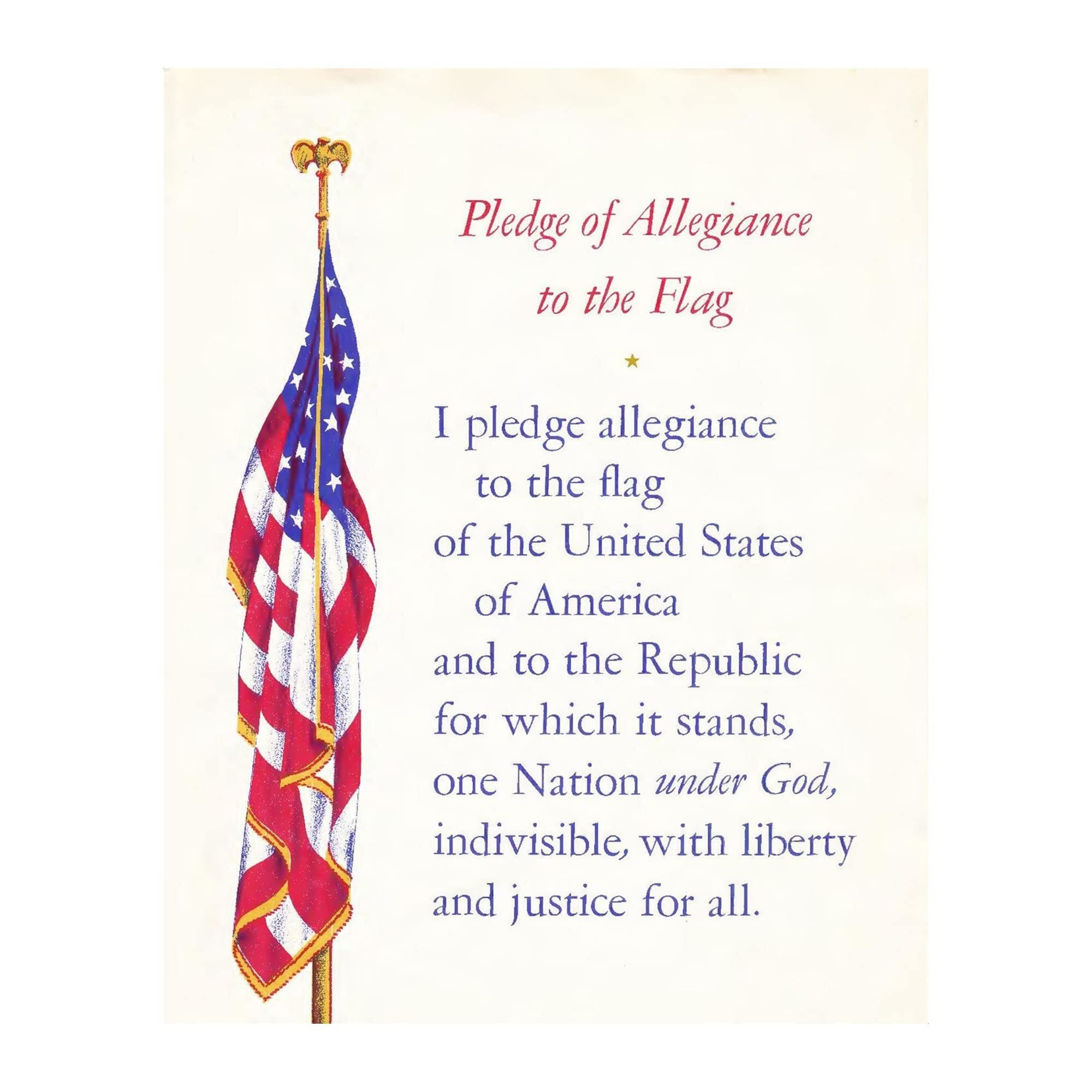 The Pledge of Allegiance Patriotic Wall Art Print, Inspirational Decor