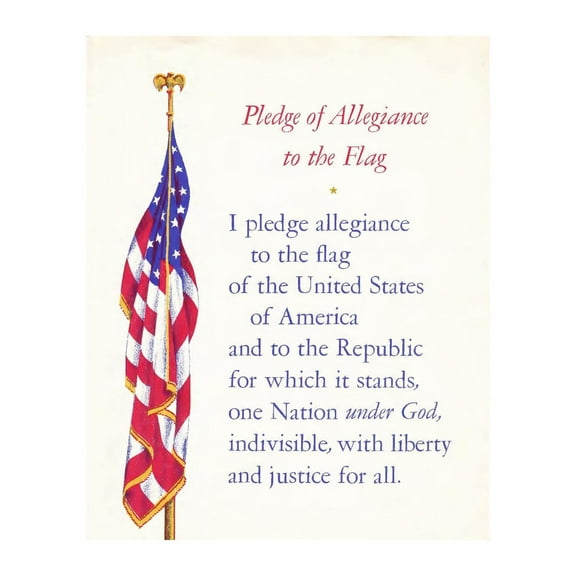 The Pledge of Allegiance Patriotic Wall Art Print, Inspirational Decor for Home, Office, Man Cave, Bedroom, Bar, Store  Wall Art Poster for 4th of July Celebration