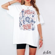 Pledge Allegiance Statue of Liberty 4th of July Graphic Tee for Women, Funny Trendy Patriotic USA Flag Shirt, Independence Day