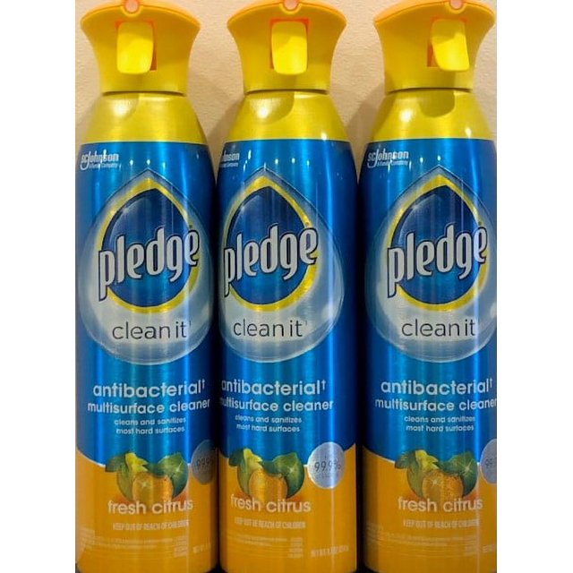 Pledge Antibacterial Multisurface Cleaner, Fresh Citrus, 3 Ct, 9.7 oz