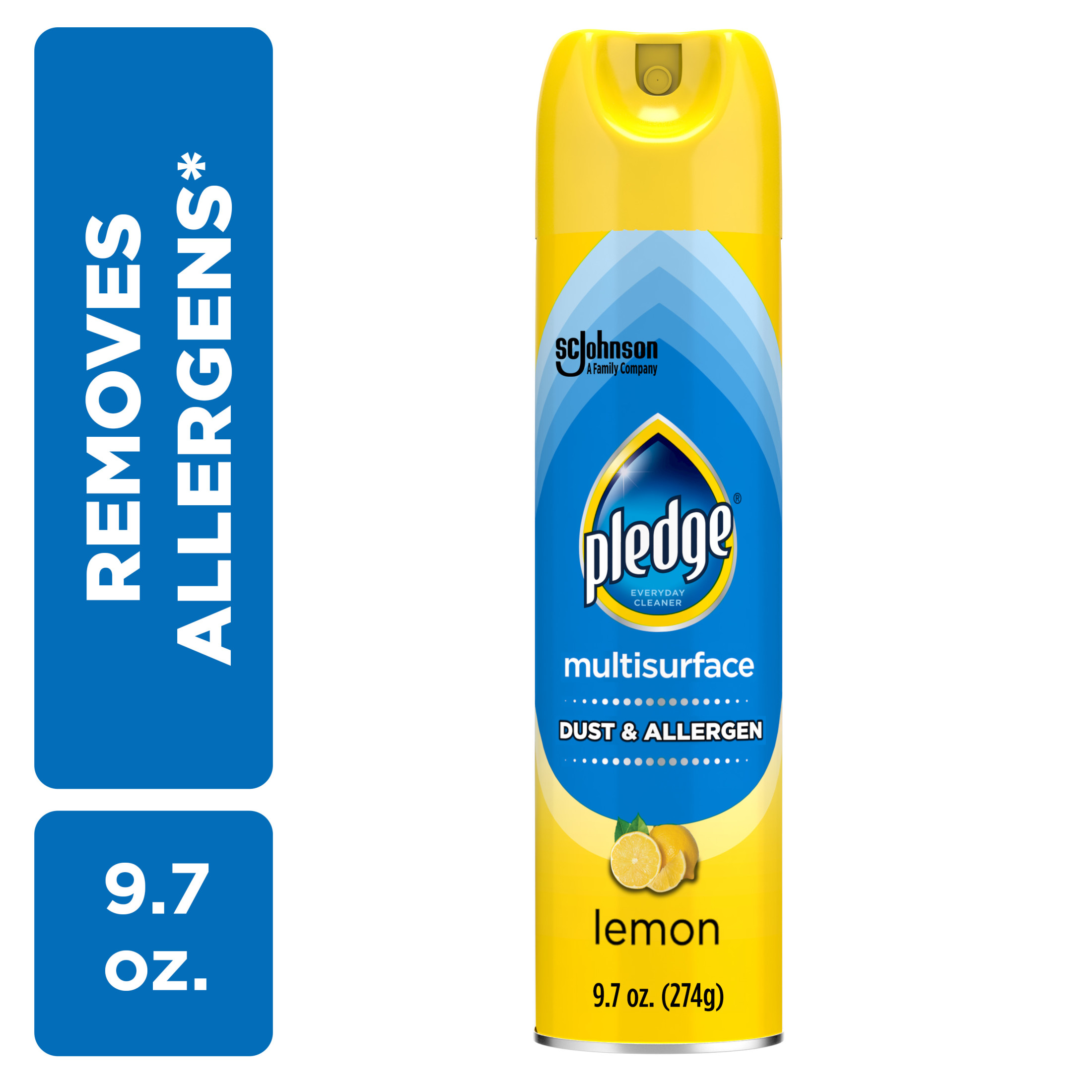 Pledge Clean It Dust & Allergen Multi Surface Cleaner Spray, Spring Cleaning Supplies, Lemon Scent, 9.7 Ounce