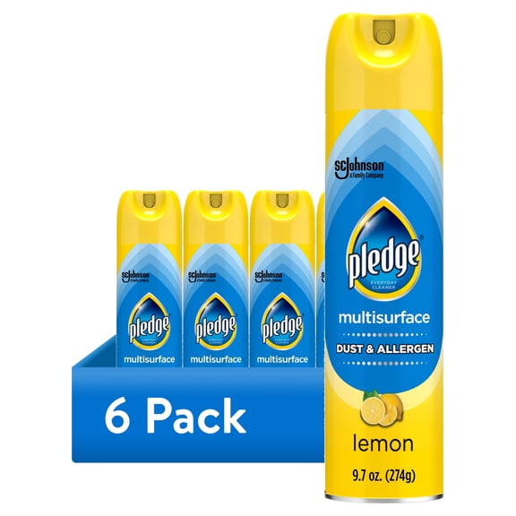 (6 pack) Pledge Clean It Dust & Allergen Multi Surface Cleaner Spray, Spring Cleaning Supplies, Lemon Scent, 9.7 Ounce