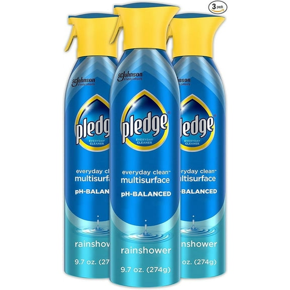 Pledge Everyday Clean Multi Surface Cleaner Spray, pH Balanced to Clean 101 Surfaces, Rainshower Scent, 9.7 oz (Pack of 3)