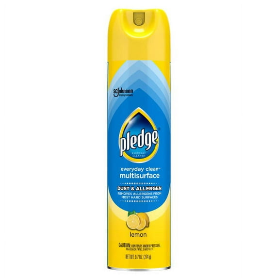 Pledge Dust Allergen Multisurface Cleaner - Aerosol - 9.7 fl oz (0.3 quart) - Lemon Scent - 12 / Case - Blue | Bundle of 2 Each