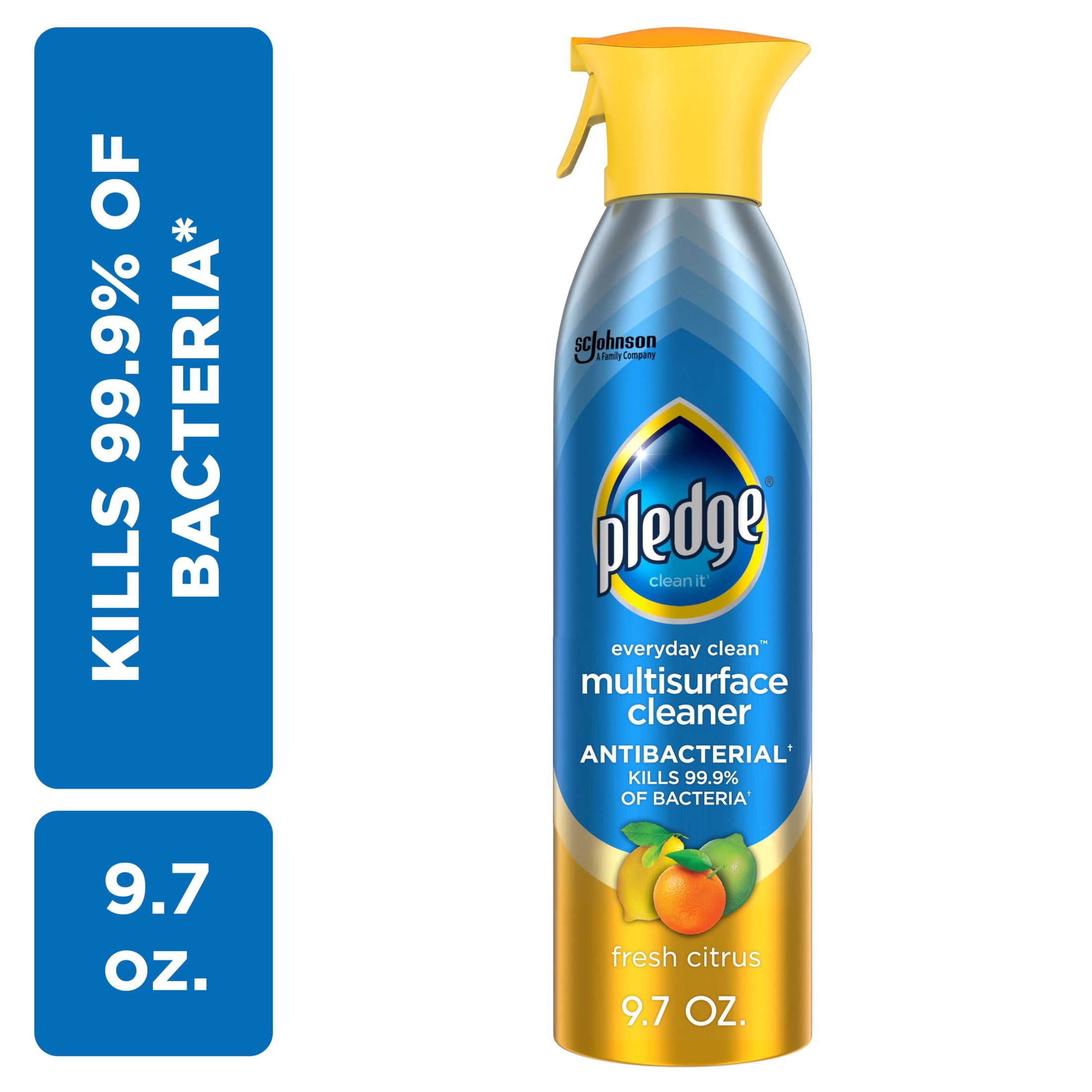 Pledge Everyday Cleaner Multi Surface Antiba Counterial Cleaner, Aerosol, Fresh Citrus, 9.7 oz