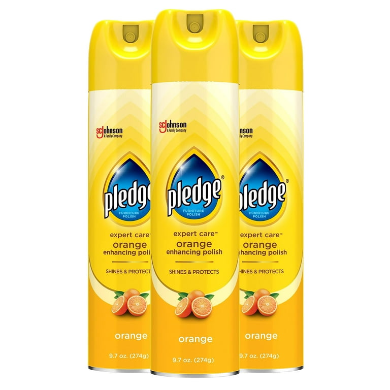 Pledge Expert Care Furniture Polish Spray Works on Wood Granite and Leather Shine and Protect Furniture Cleaner Orange 9.7 Oz Pack of 3 Walmart