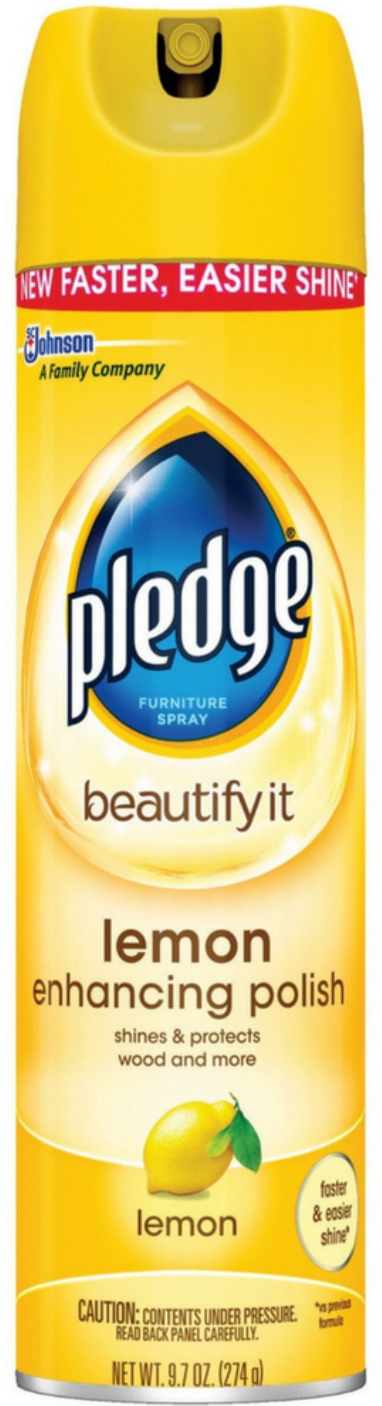 Pledge® Expert Care™ Lemon Enhancing Polish, Aerosol, Lemon, 9.7 oz